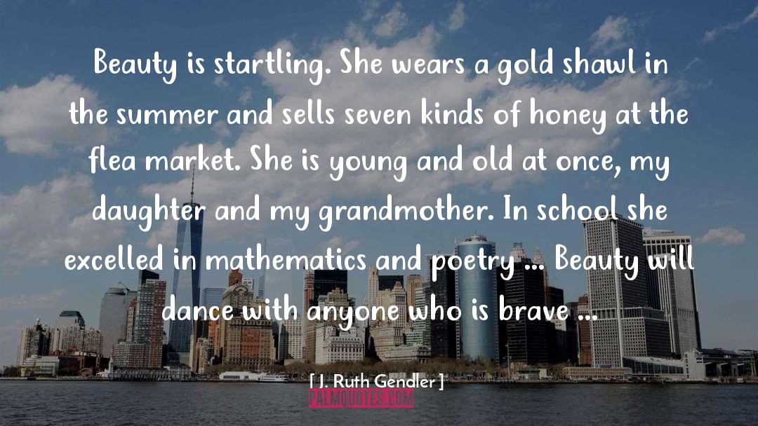 J. Ruth Gendler Quotes: Beauty is startling. She wears