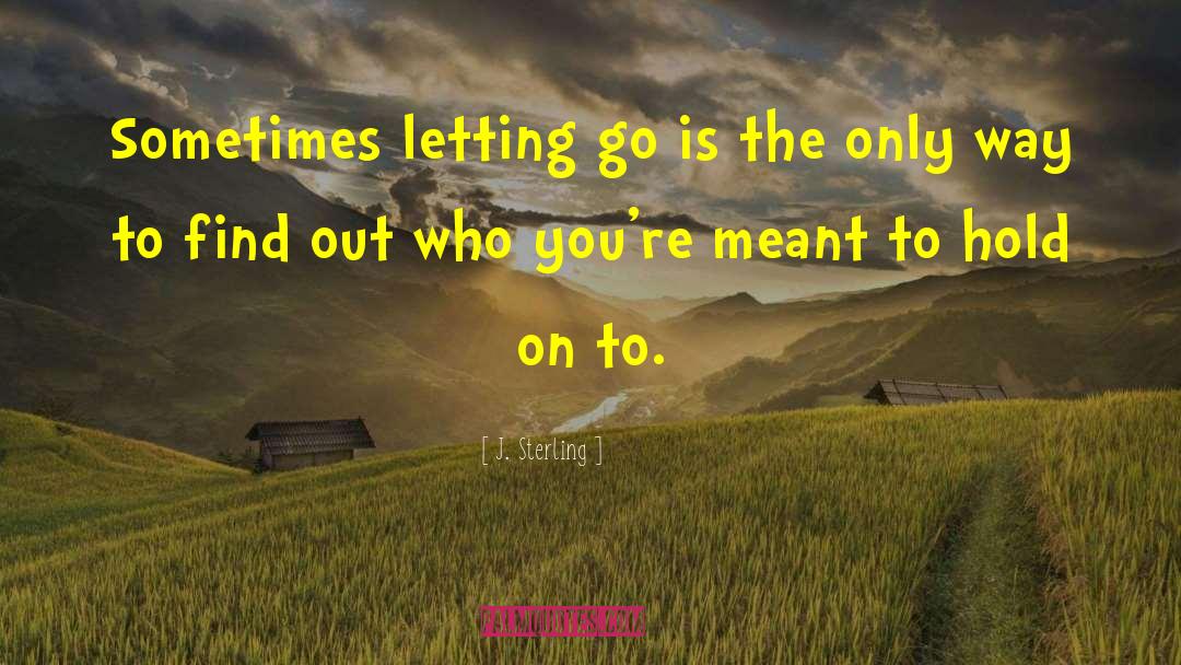 J. Sterling Quotes: Sometimes letting go is the