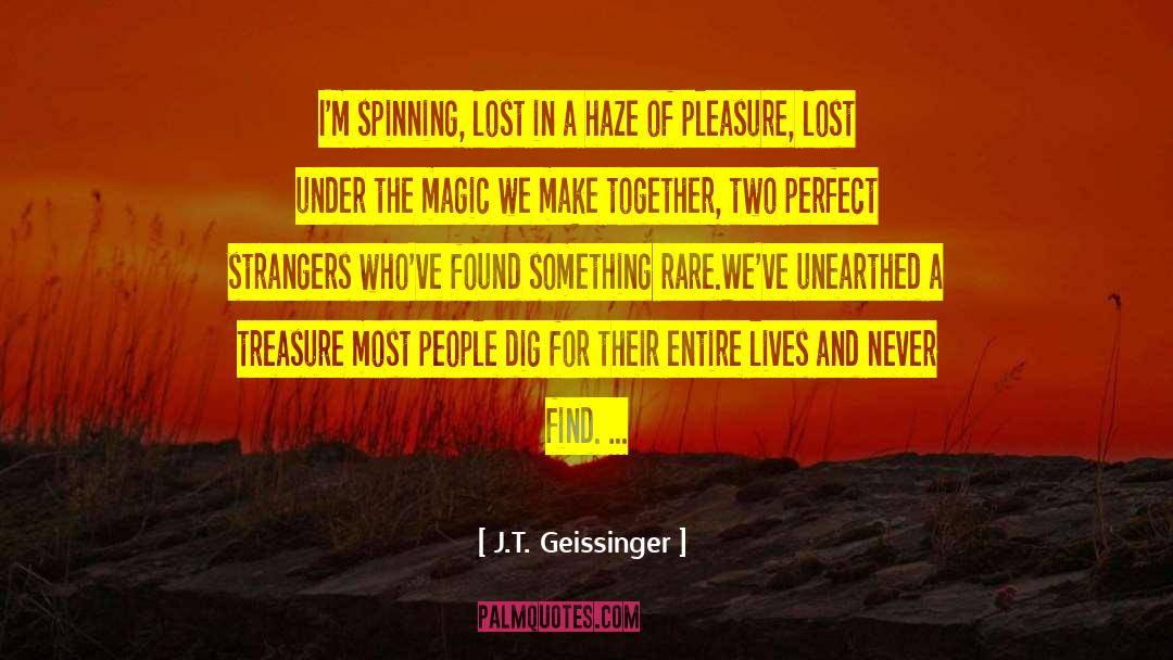 J.T. Geissinger Quotes: I'm spinning, lost in a