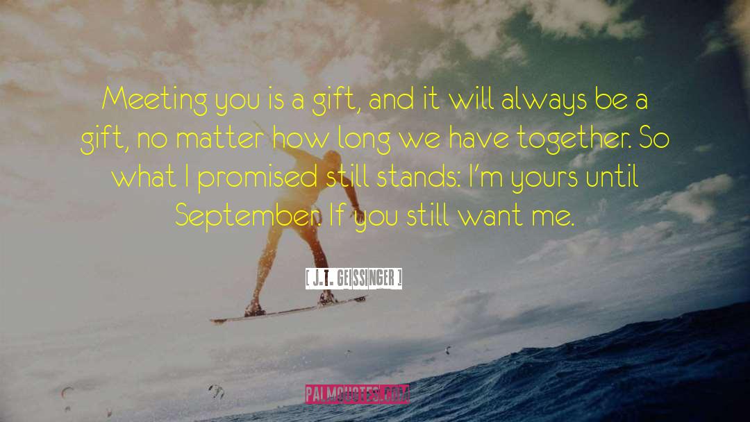 J.T. Geissinger Quotes: Meeting you is a gift,