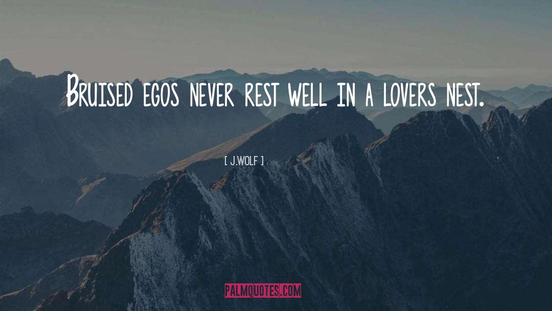 J.WOLF Quotes: Bruised egos never rest well