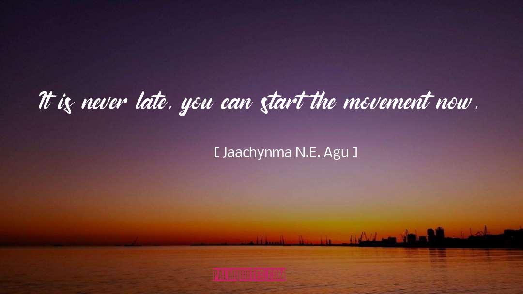 Jaachynma N.E. Agu Quotes: It is never late, you