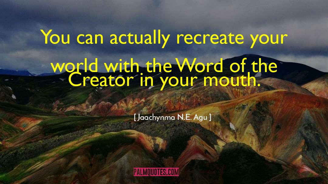 Jaachynma N.E. Agu Quotes: You can actually recreate your