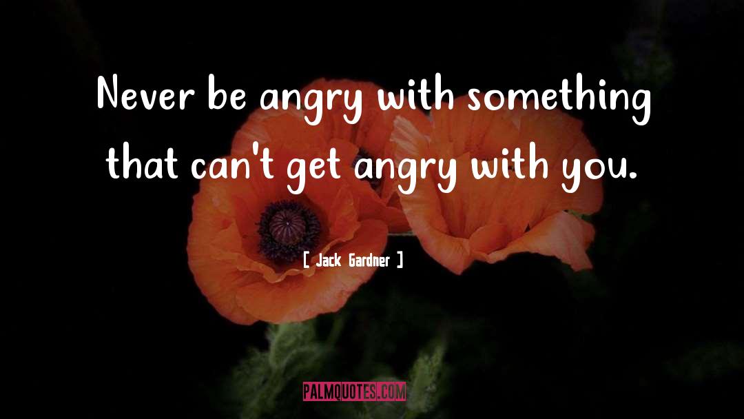 Jack Gardner Quotes: Never be angry with something