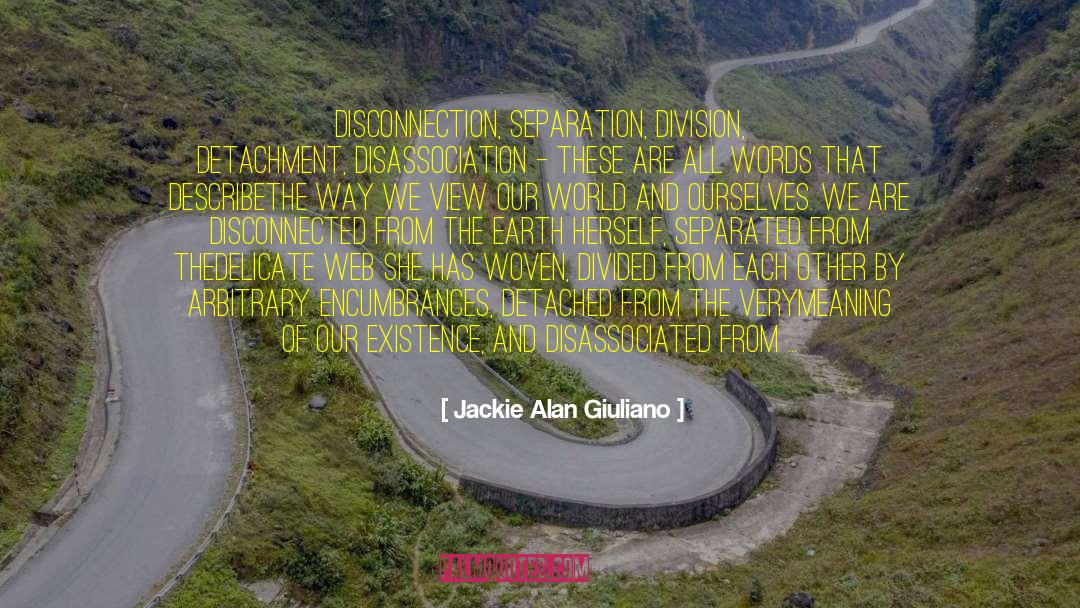 Jackie Alan Giuliano Quotes: Disconnection, separation, division, detachment, disassociation