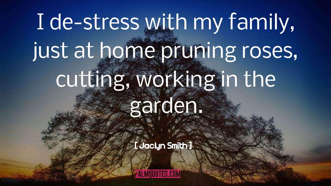 Jaclyn Smith Quotes: I de-stress with my family,