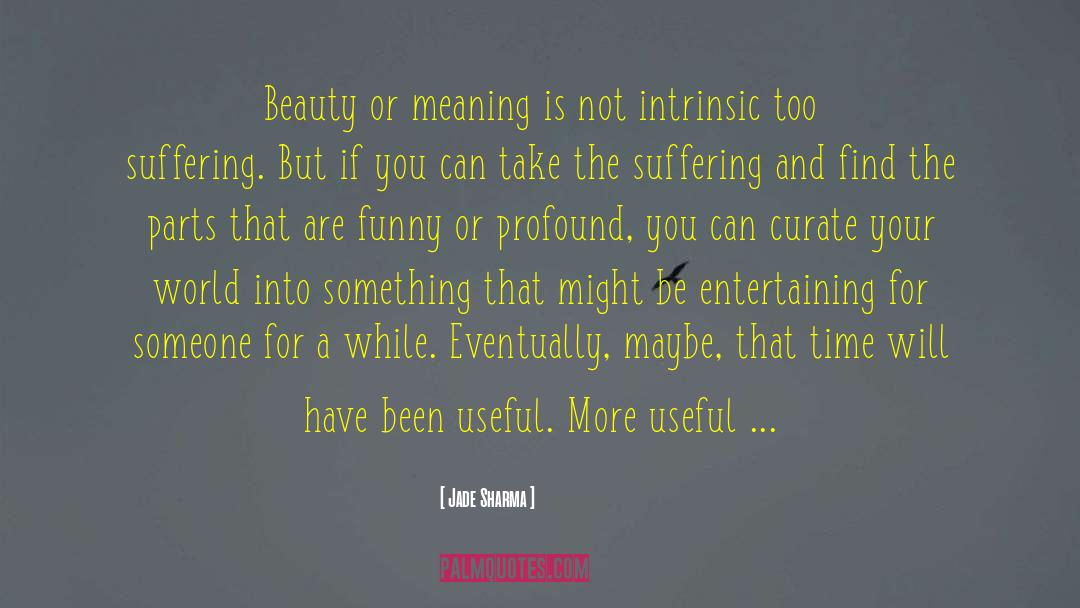 Jade Sharma Quotes: Beauty or meaning is not