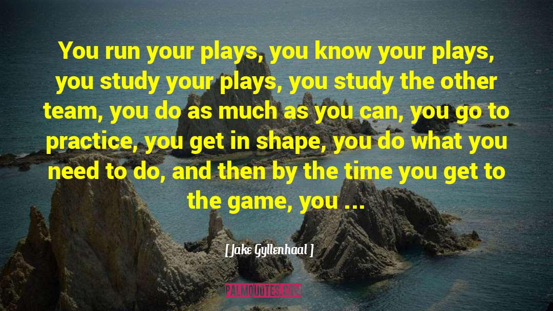 Jake Gyllenhaal Quotes: You run your plays, you