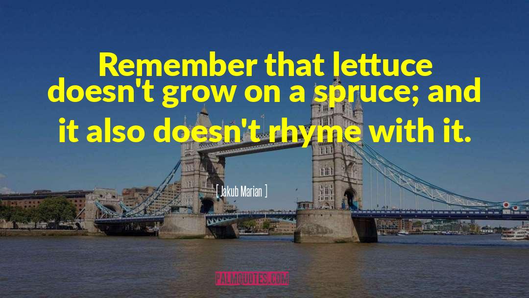 Jakub Marian Quotes: Remember that lettuce doesn't grow