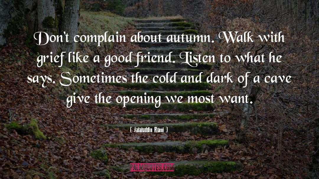 Jalaluddin Rumi Quotes: Don't complain about autumn. Walk