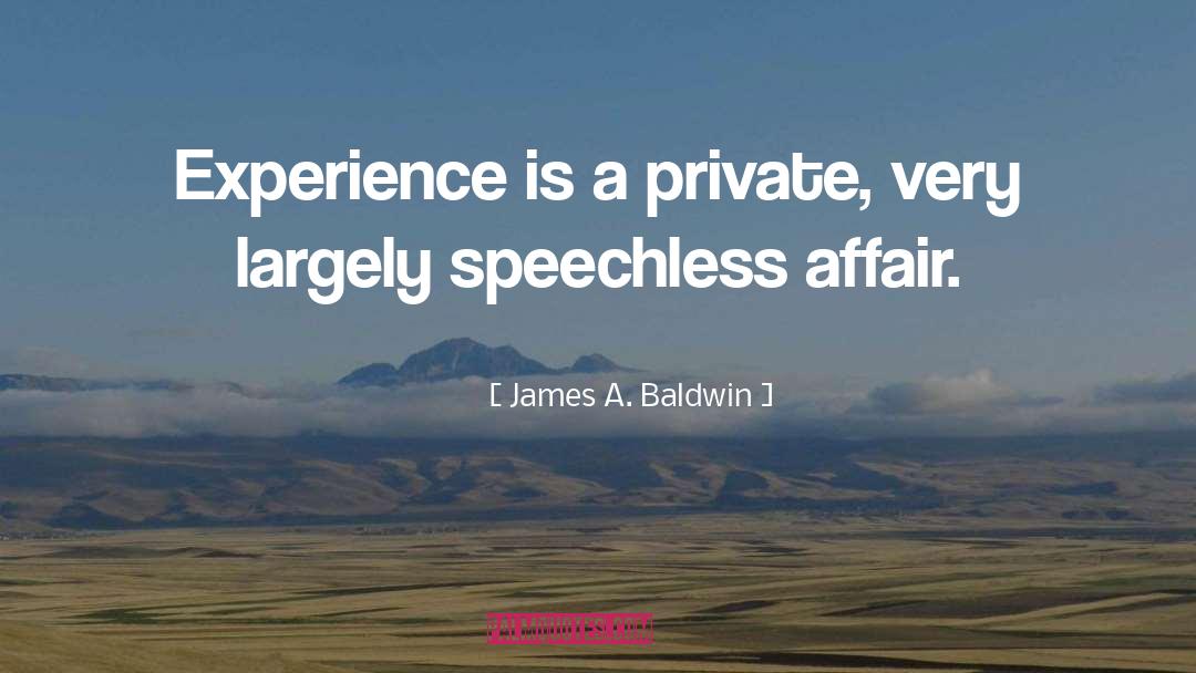 James A. Baldwin Quotes: Experience is a private, very
