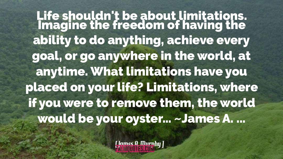 James A. Murphy Quotes: Life shouldn't be about limitations.