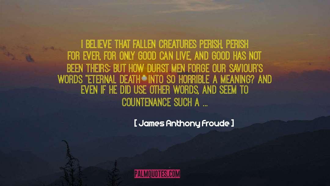 James Anthony Froude Quotes: I believe that fallen creatures