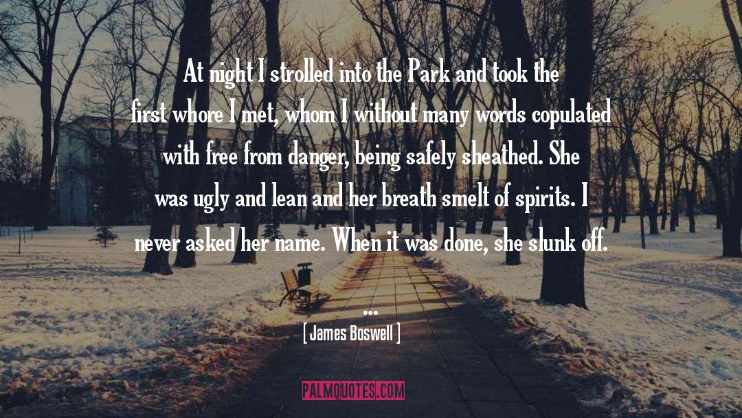 James Boswell Quotes: At night I strolled into