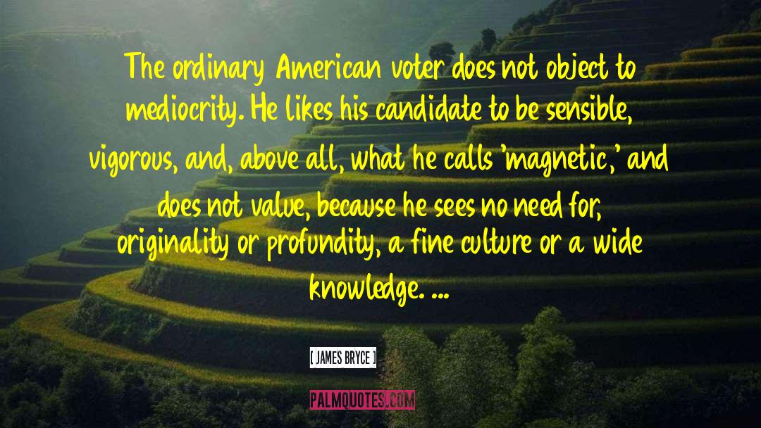 James Bryce Quotes: The ordinary American voter does
