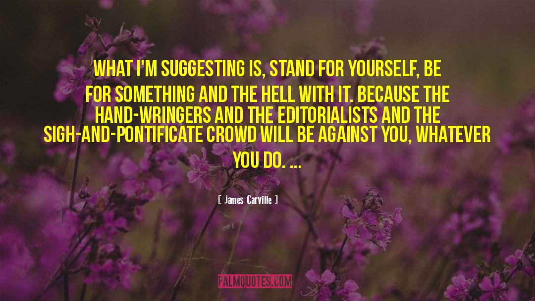 James Carville Quotes: What I'm suggesting is, stand