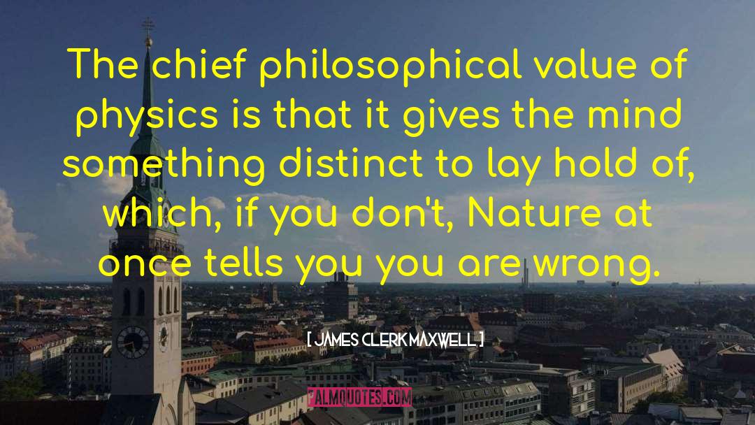 James Clerk Maxwell Quotes: The chief philosophical value of