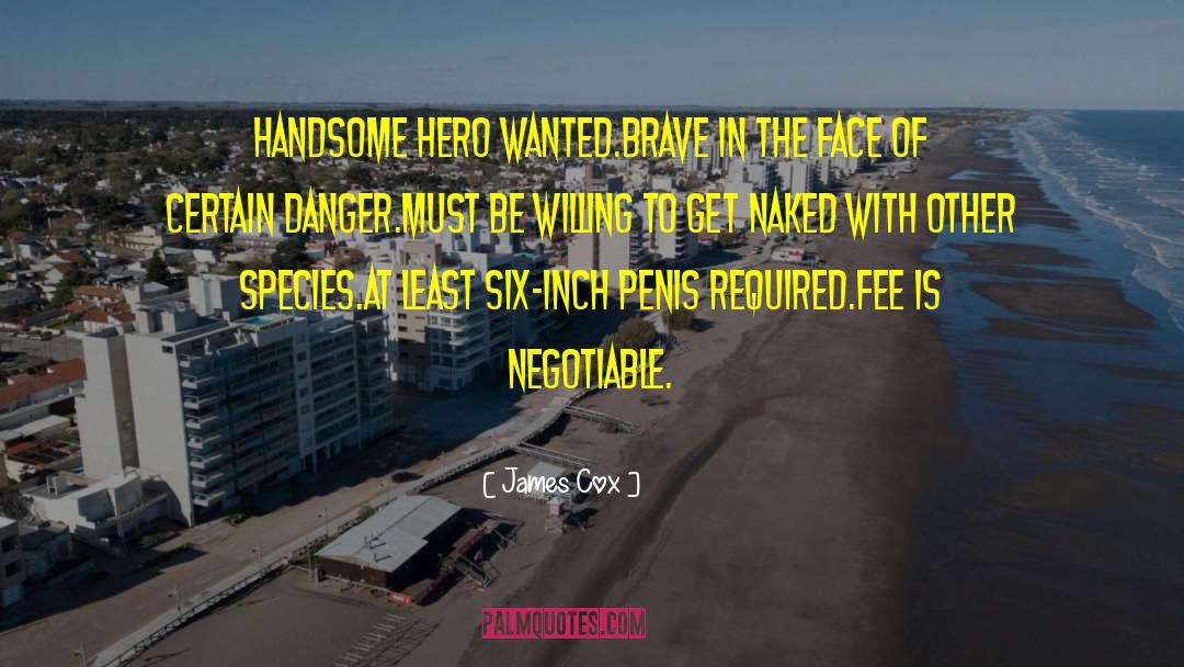 James   Cox Quotes: Handsome hero wanted.<br />Brave in