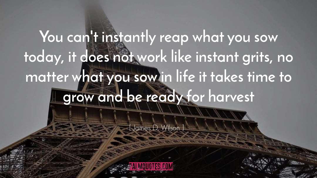 James D. Wilson Quotes: You can't instantly reap what