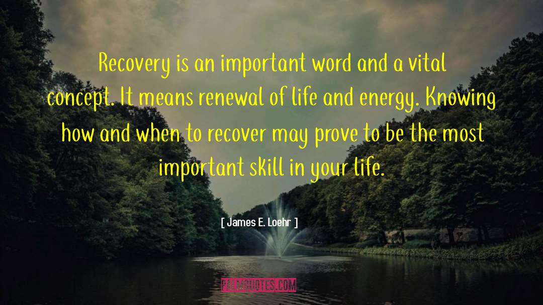 James E. Loehr Quotes: Recovery is an important word