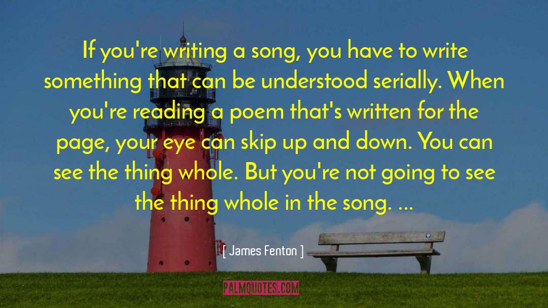 James Fenton Quotes: If you're writing a song,