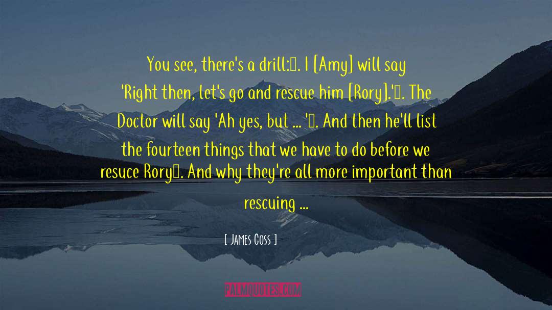 James Goss Quotes: You see, there's a drill:<br>1.