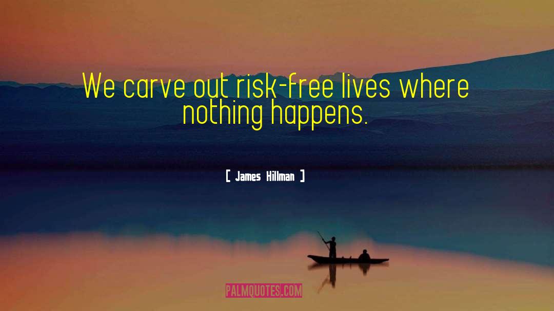 James Hillman Quotes: We carve out risk-free lives