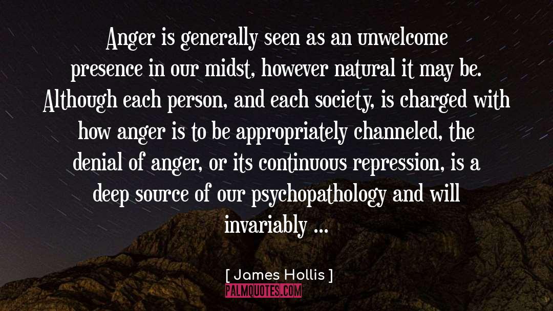 James Hollis Quotes: Anger is generally seen as