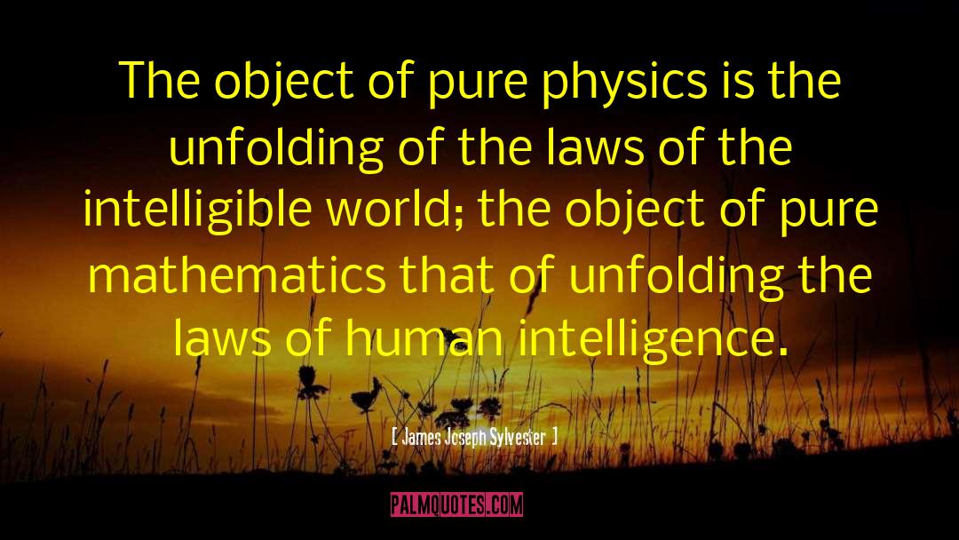 James Joseph Sylvester Quotes: The object of pure physics