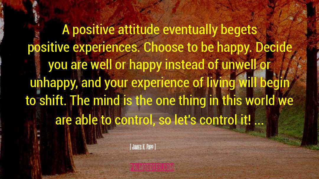 James K. Papp Quotes: A positive attitude eventually begets