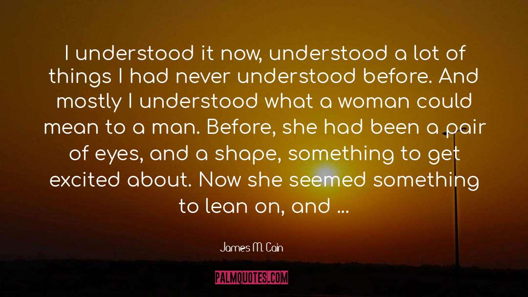 James M. Cain Quotes: I understood it now, understood