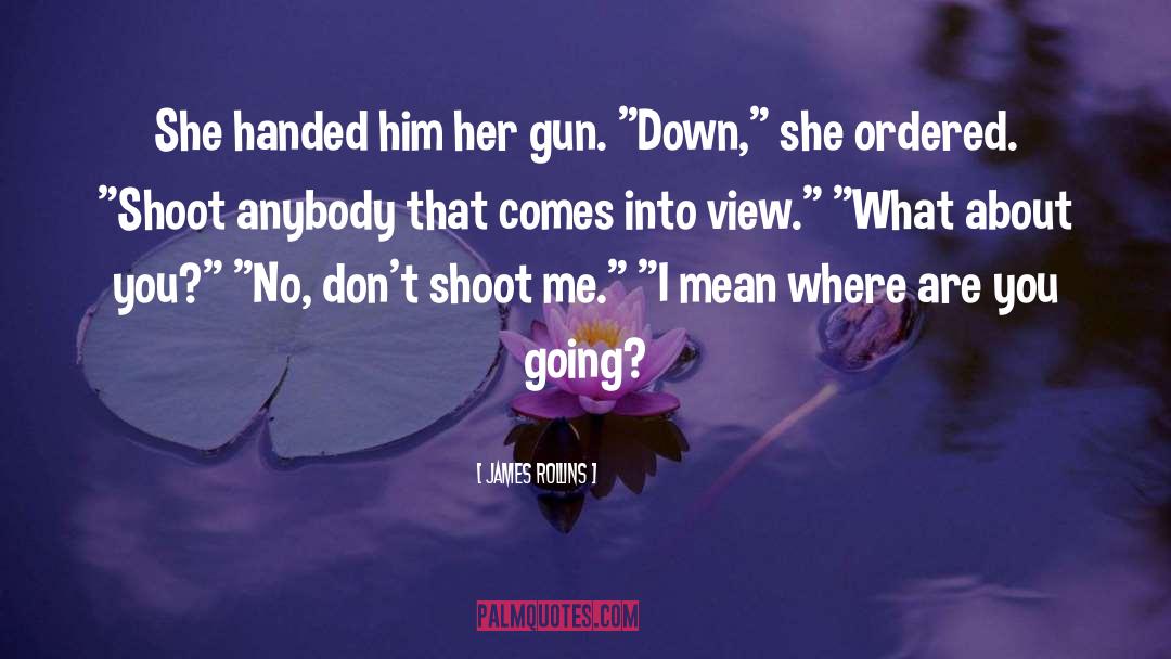 James Rollins Quotes: She handed him her gun.