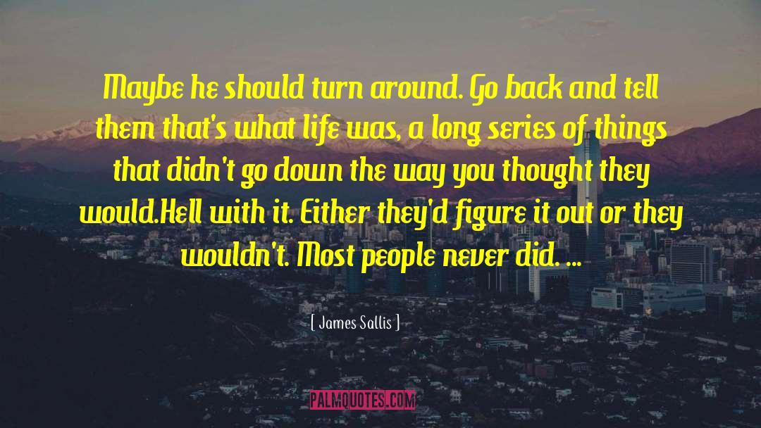 James Sallis Quotes: Maybe he should turn around.