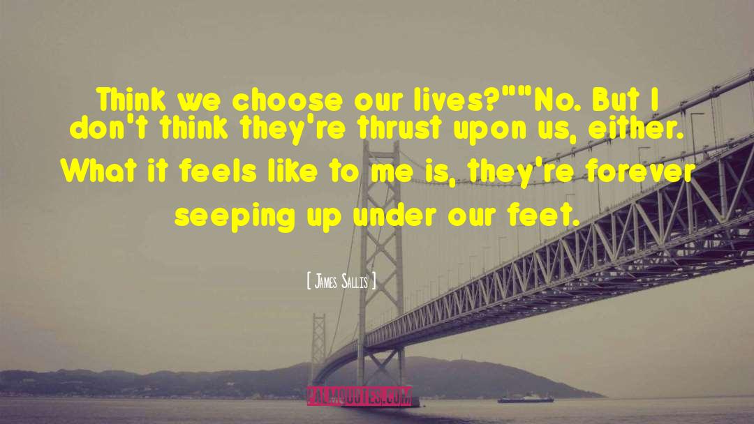 James Sallis Quotes: Think we choose our lives?