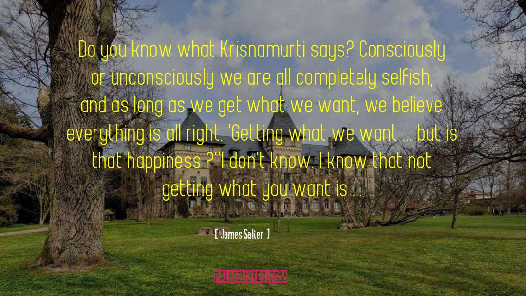 James Salter Quotes: Do you know what Krisnamurti