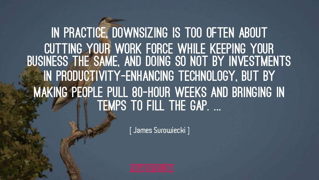 James Surowiecki Quotes: In practice, downsizing is too