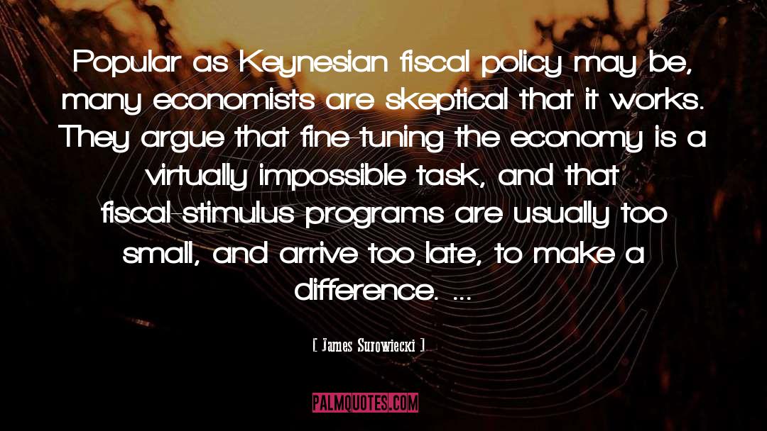 James Surowiecki Quotes: Popular as Keynesian fiscal policy