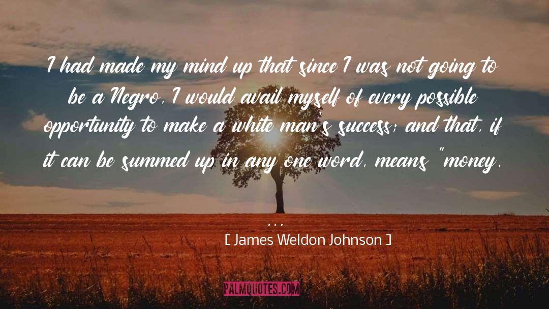 James Weldon Johnson Quotes: I had made my mind