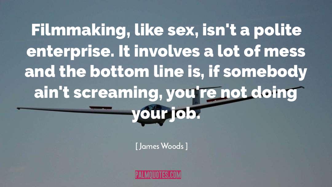 James Woods Quotes: Filmmaking, like sex, isn't a