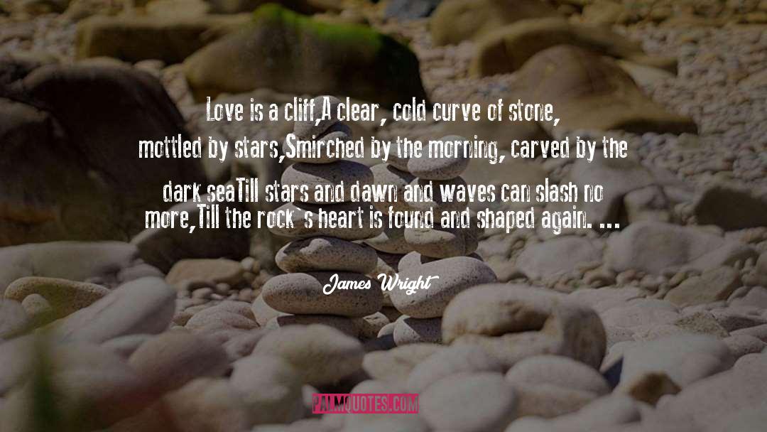 James Wright Quotes: Love is a cliff,<br>A clear,