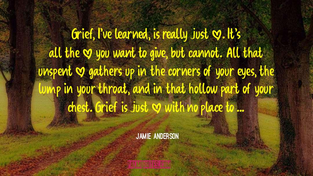 Jamie Anderson Quotes: Grief, I've learned, is really