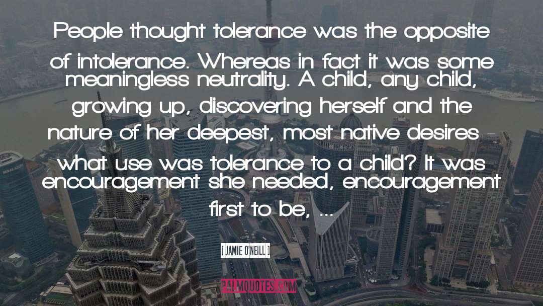 Jamie O'Neill Quotes: People thought tolerance was the