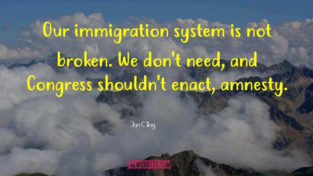 Jan C. Ting Quotes: Our immigration system is not