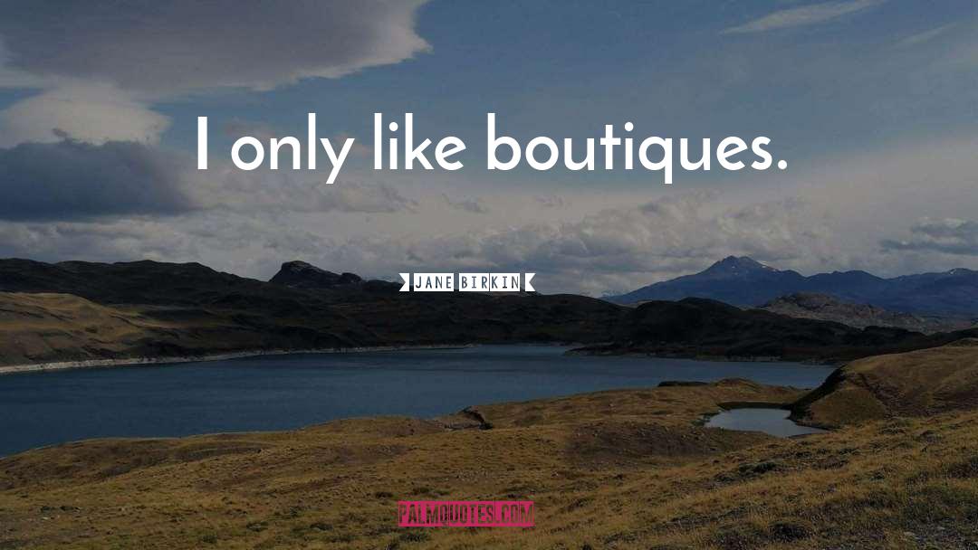 Jane Birkin Quotes: I only like boutiques.