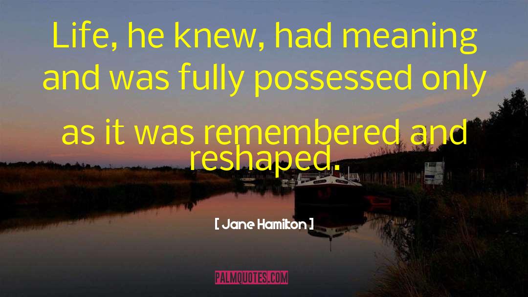 Jane Hamilton Quotes: Life, he knew, had meaning
