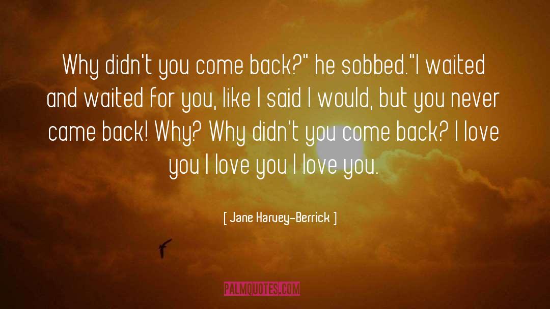 Jane Harvey-Berrick Quotes: Why didn't you come back?