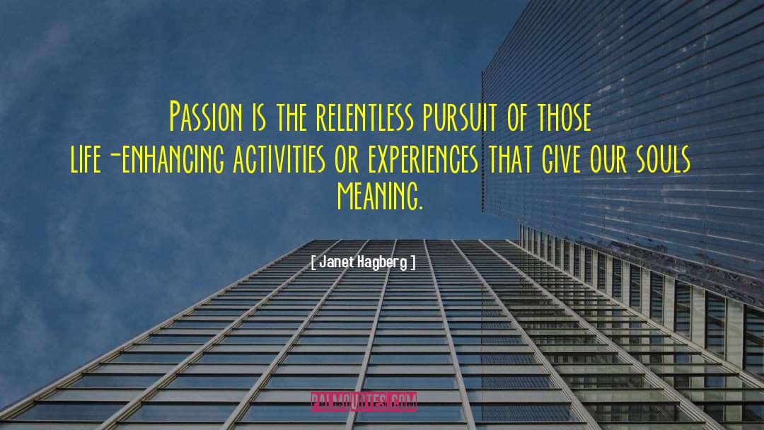 Janet Hagberg Quotes: Passion is the relentless pursuit