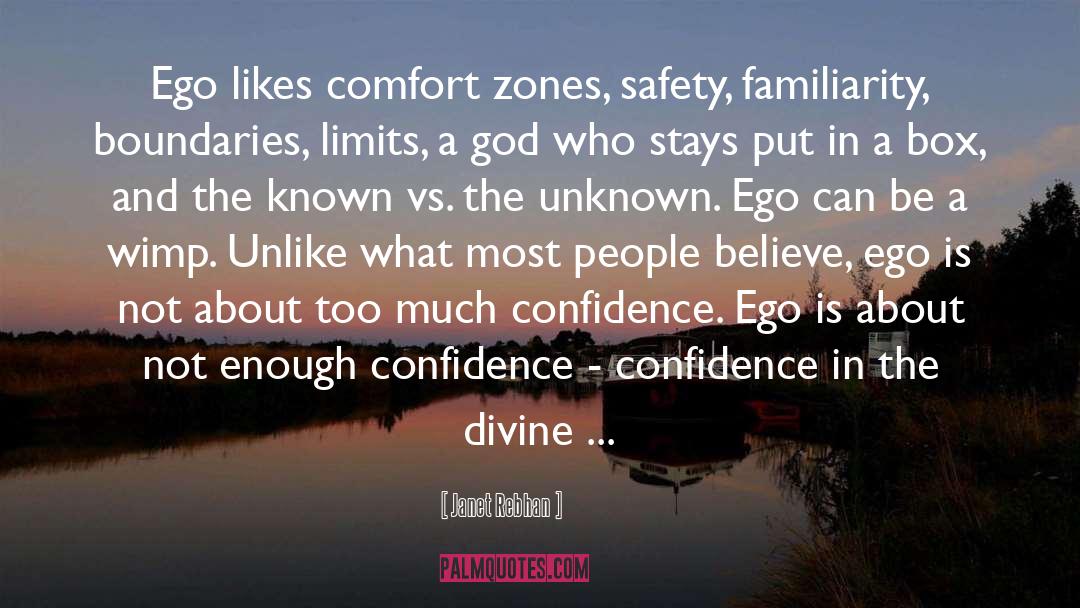 Janet Rebhan Quotes: Ego likes comfort zones, safety,
