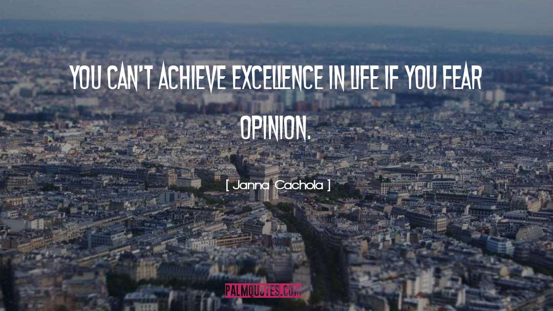 Janna Cachola Quotes: You can't achieve excellence in