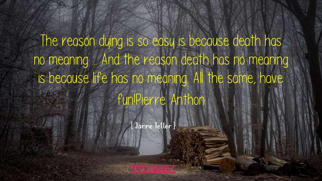 Janne Teller Quotes: The reason dying is so